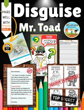 Disguise Mr. Toad end-of-unit writing and craft project with a colored toad cut-out and writing lines